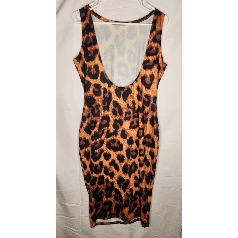 ChicMe Womens Leopard Print Sleeveless Bodycon Mini Dress Size XL - Picture 2 of 9